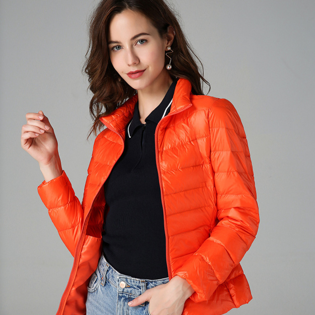 Aurora - Neue Ultralight Jacke mit weißen Entenfedern