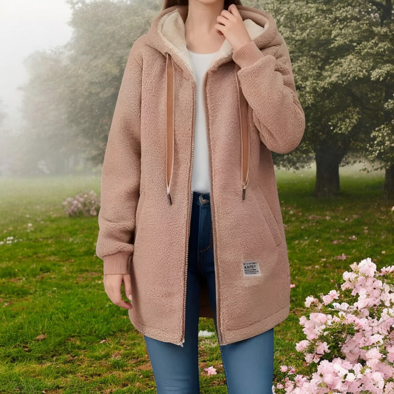 Damen Fleecejacke mit Kapuze & Taschen – Weich, Warm, Reißverschluss - Ideal für Herbst & Winter