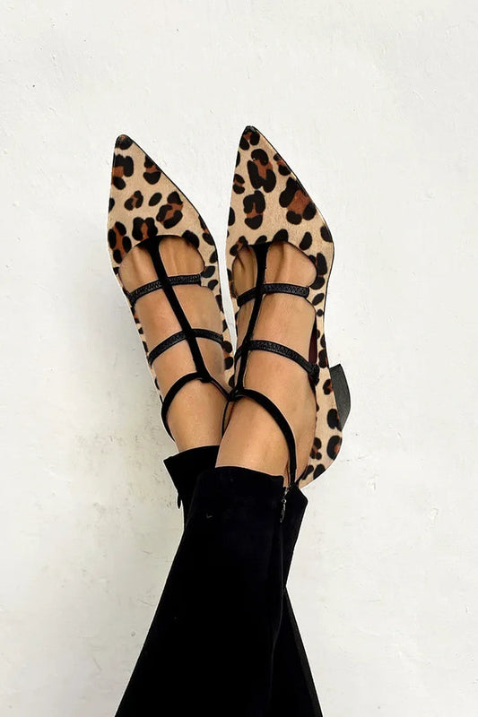 Ludovica™ | Ballerinas mit Animal-Print und feinen Riemen