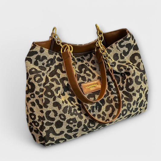 Nora. - Leopard Print Canvas Tote