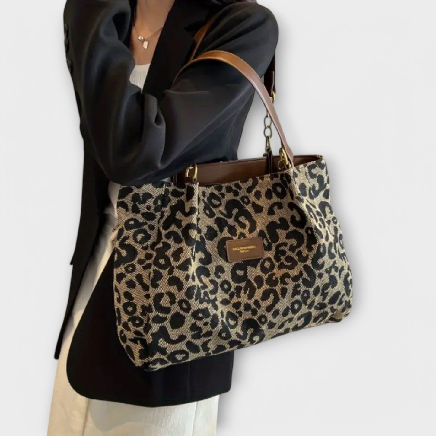 Nora. - Leopard Print Canvas Tote