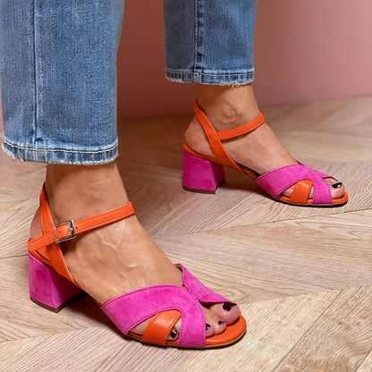 Lorette | Farbkombination Sandalen mit bequemem Absatz