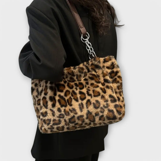 Nora. - Trendy Leopardenmuster Inspirierte Weiche Kunstfell-Tasche