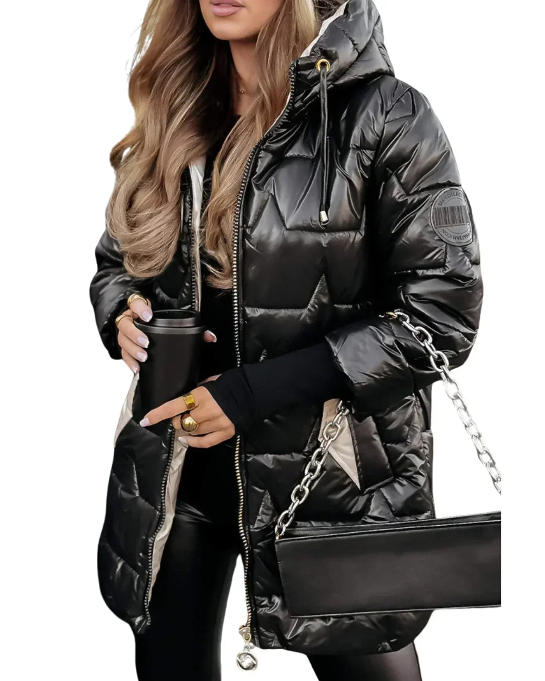 Sorelle| Eleganter Wintermantel mit Kapuze und Wattierung