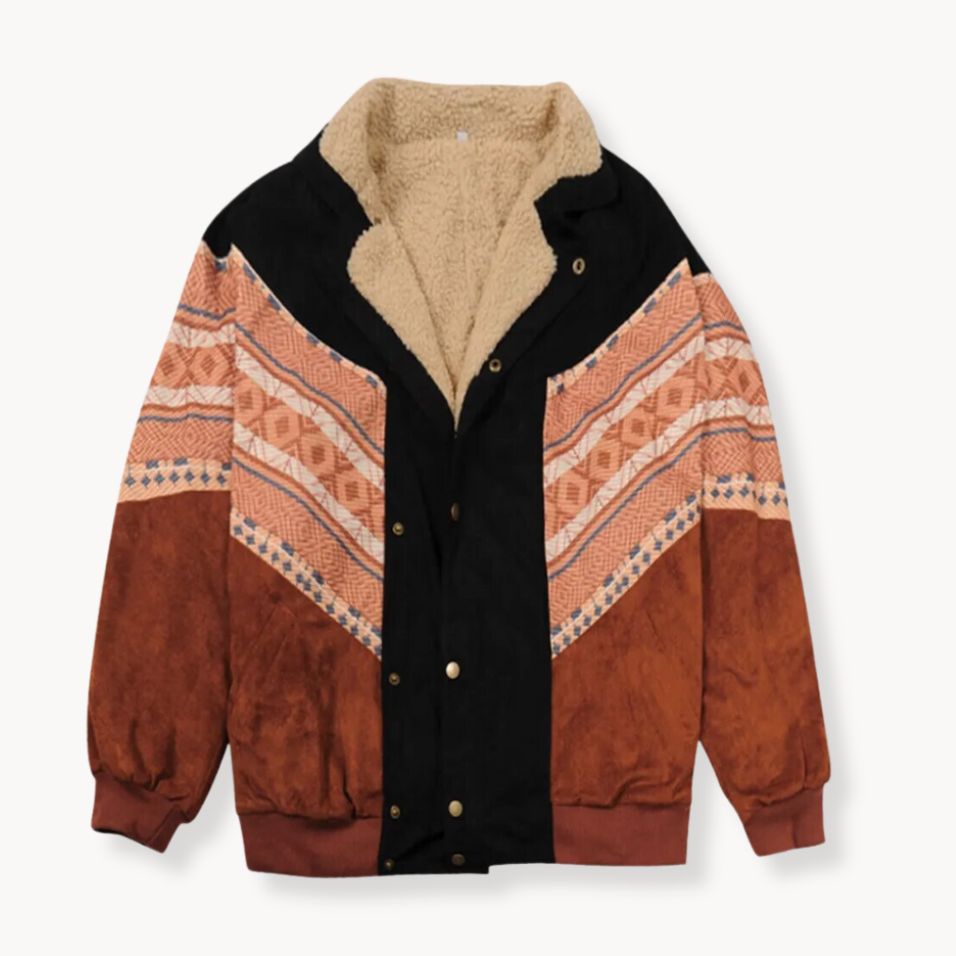Aztekenmuster Jacke mit offenem Schnitt und langen Ärmeln | Ideal für Frühling, Sommer, Herbst und Winter
