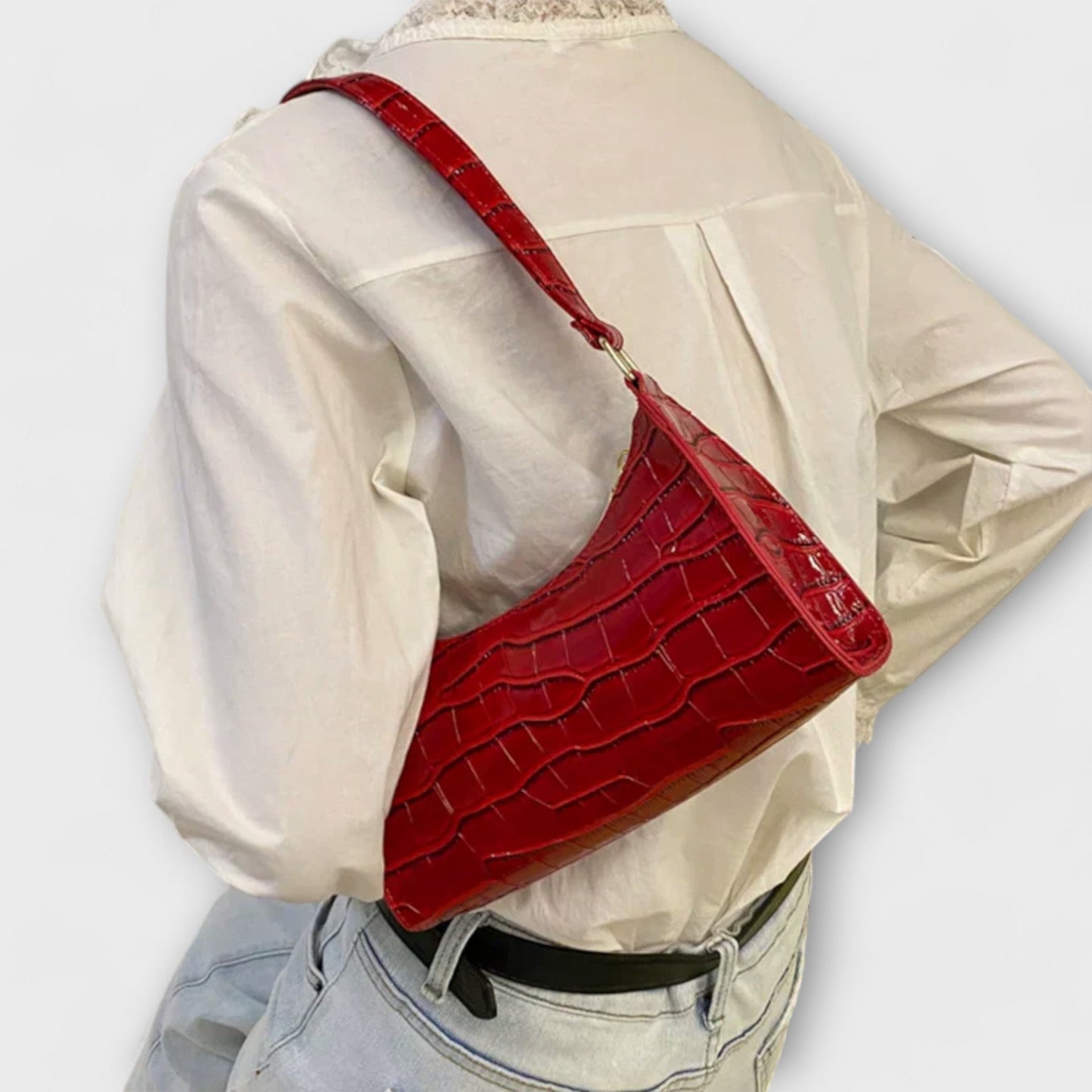 Nora. Glänzende Lederhandtasche