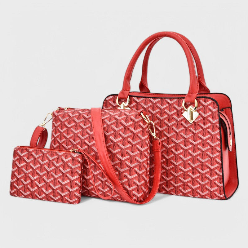 Nora. - Luxus 3-teiliges geometrisches Taschen-Set