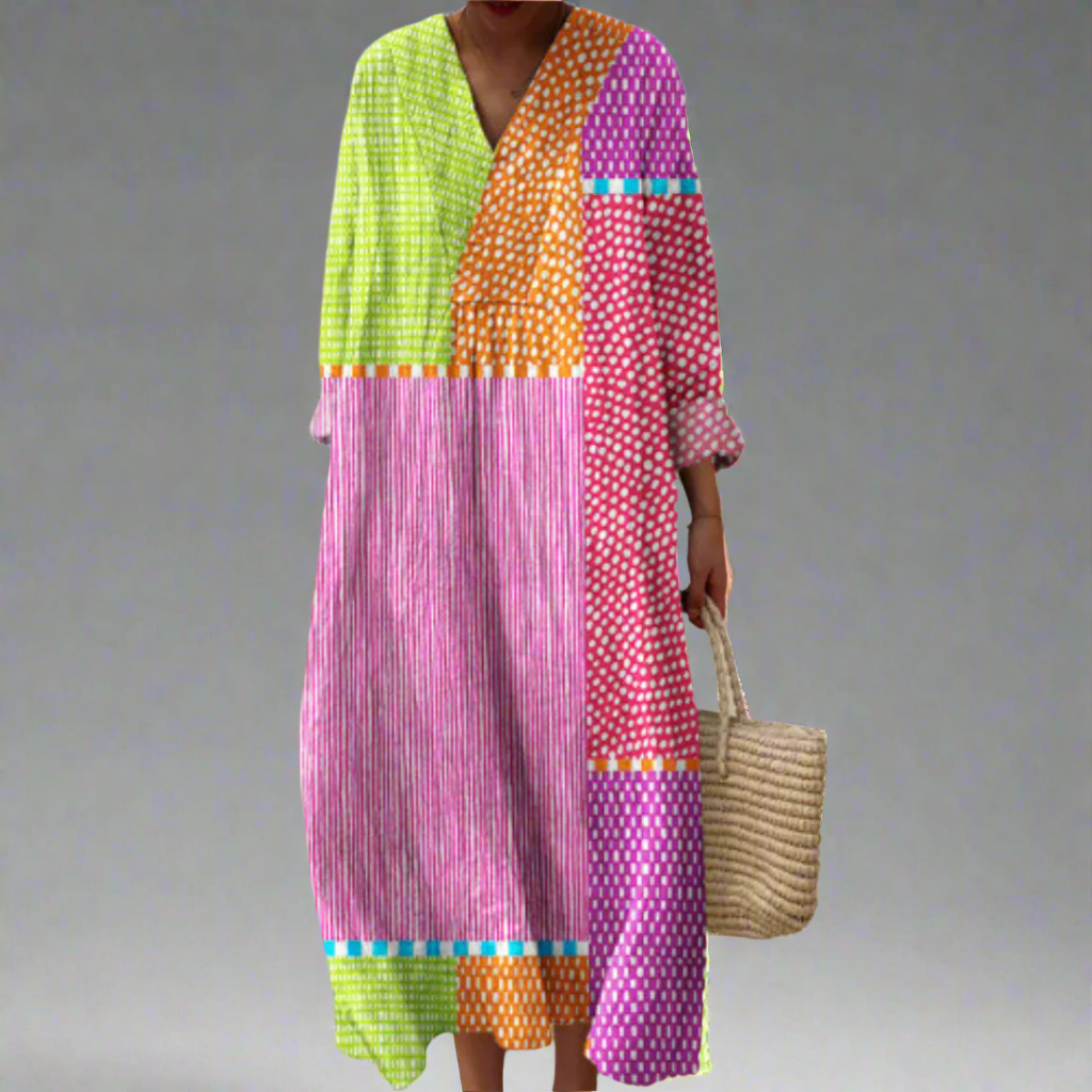 Ruby™ | Maxikleid mit Patchwork und Polka-Dots