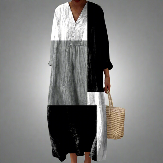 Colette™ | Abstraktes Patchwork-Maxikleid