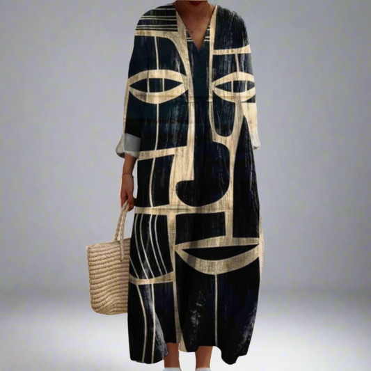 Lorna™ | Tribal-inspiriertes künstlerisches Midi-Kleid