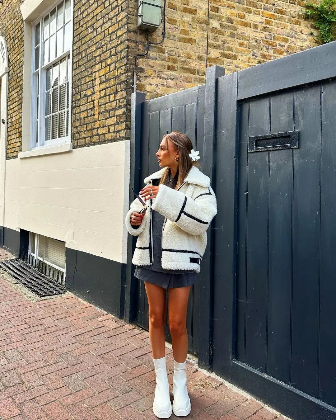 Vintage Stehkragen Jacke mit Knopfverschluss & Taschen | Ideal für Herbst & Winter