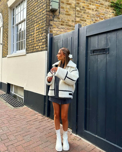 Vintage Stehkragen Jacke mit Knopfverschluss & Taschen | Ideal für Herbst & Winter