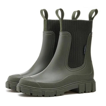 Chunky Chelsea Boots mit Strick-Einsatz – Rosa Damen Stiefeletten