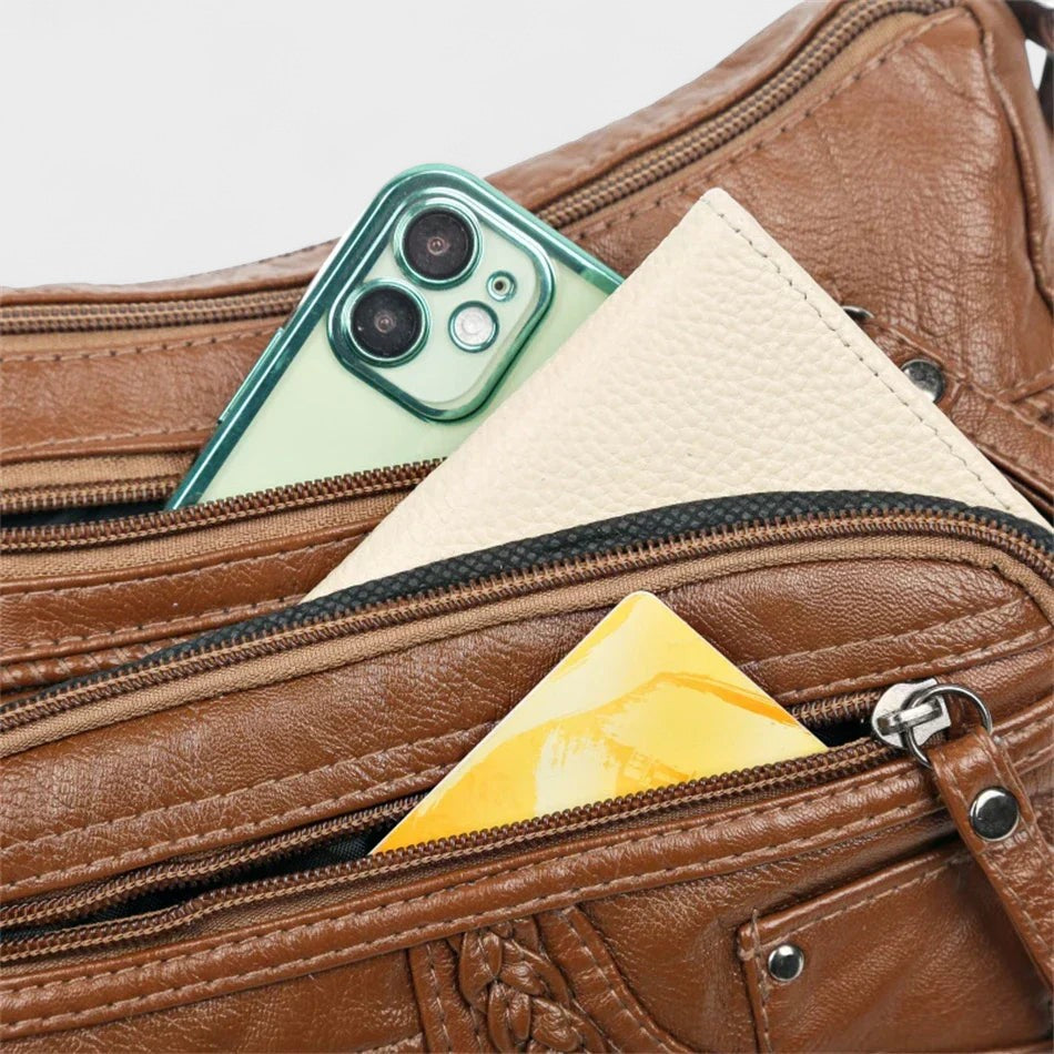 Nora. – Vintage-inspirierte Mehrschichtige Umhängetasche