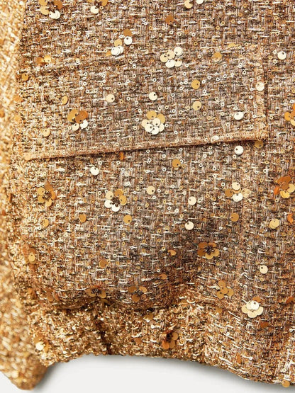 Sommerliche Pailletten-Bomberjacke mit elastischer Taille und Rippstrickbündchen | Perfekt für besondere Anlässe