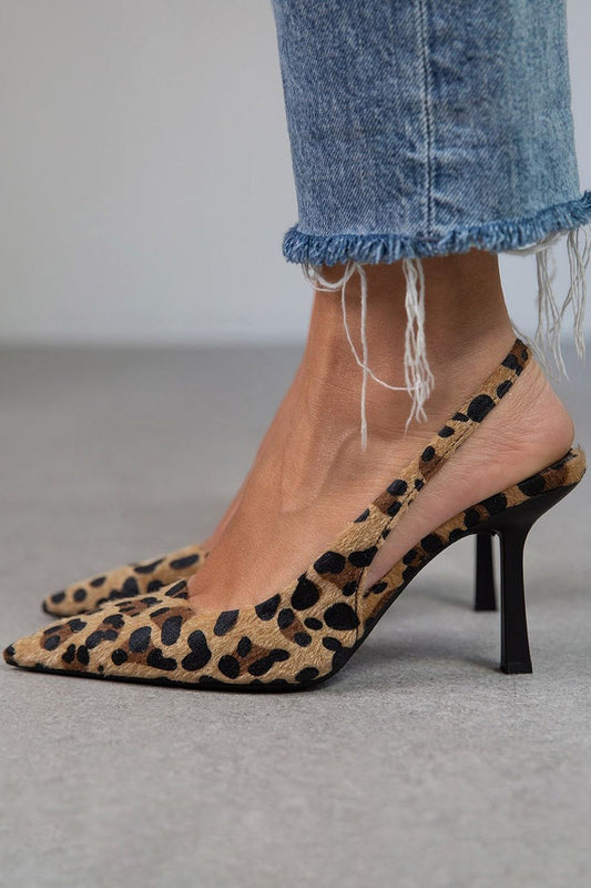 Liorina | Khaki Pumps mit Leopardenmuster und spitzem Zehenbereich