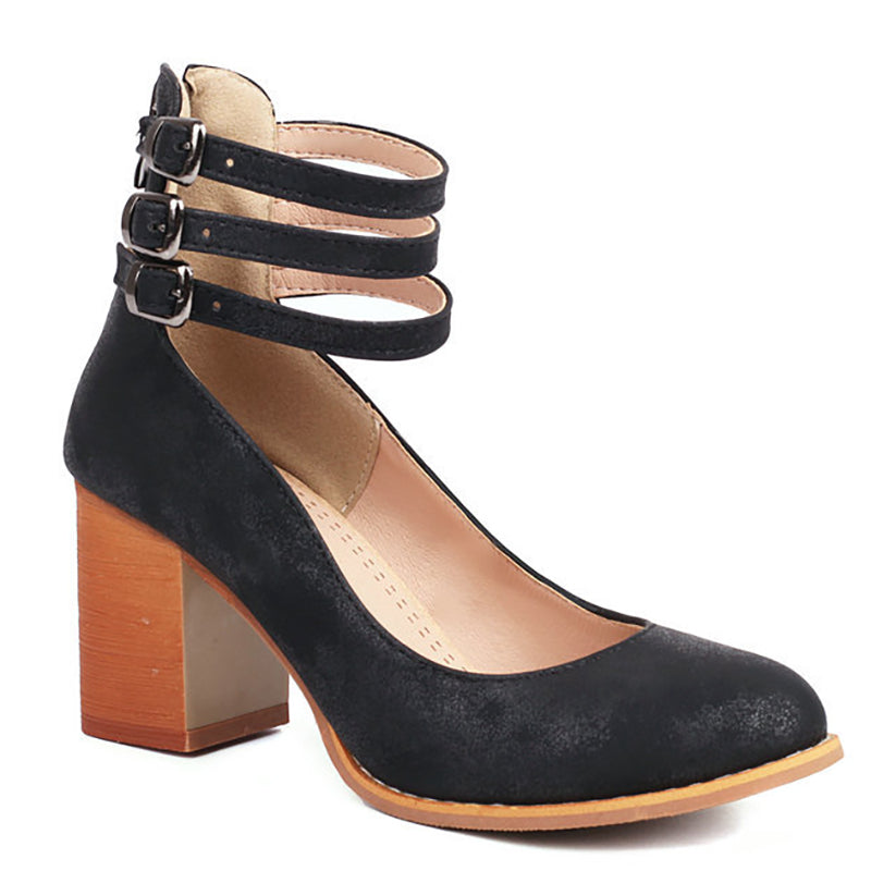 Casilda | Glatte Sandalen mit Knöchelriemen und dicker Sohle