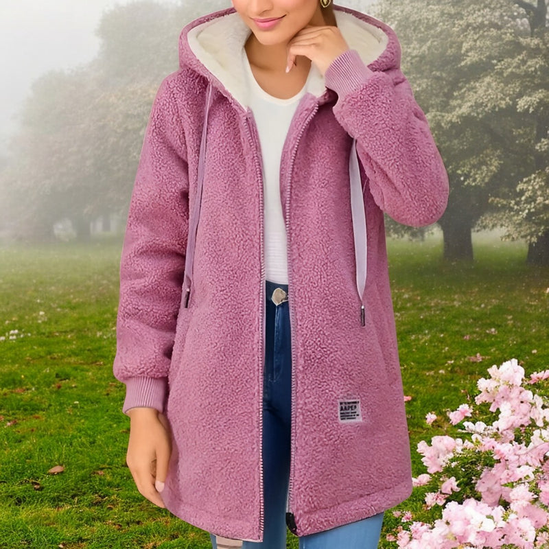 Damen Fleecejacke mit Kapuze & Taschen – Weich, Warm, Reißverschluss - Ideal für Herbst & Winter
